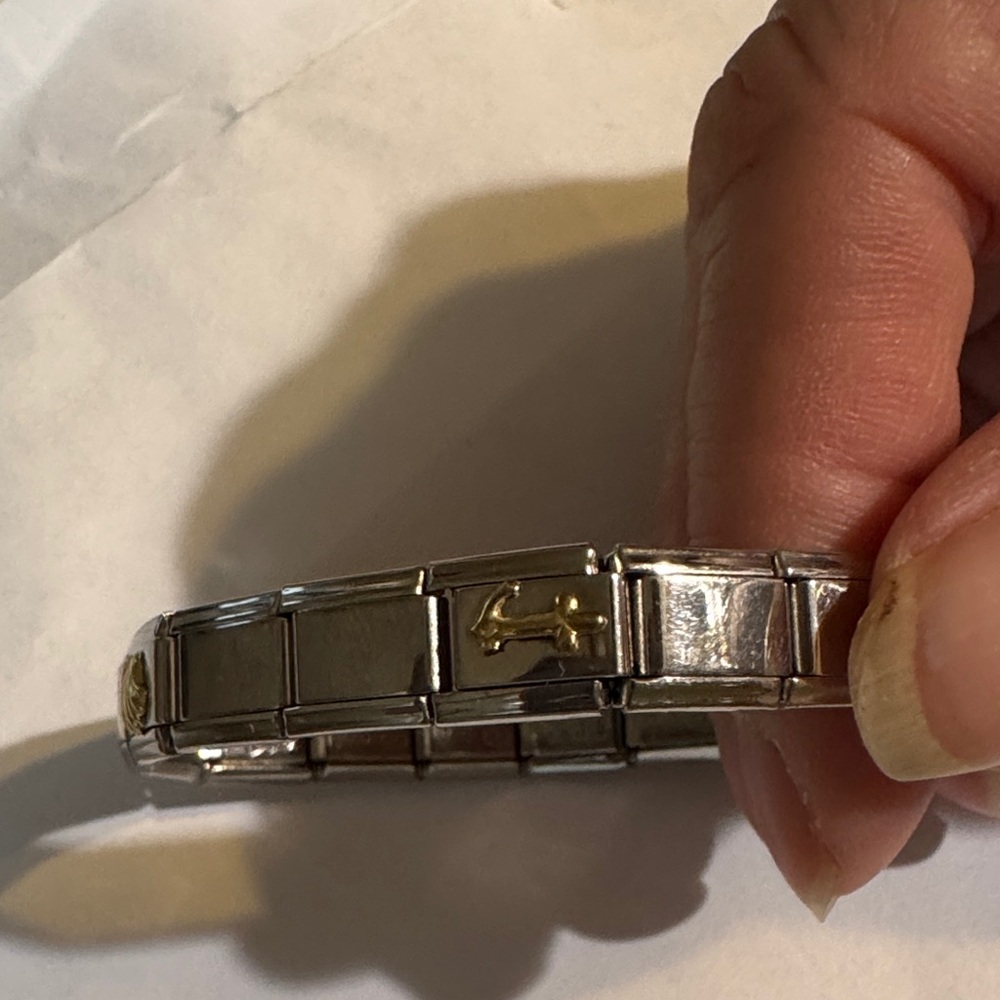 Elegant Italian Link Charm Bracelet Stainless Steel And Gold Nautical Theme View 6